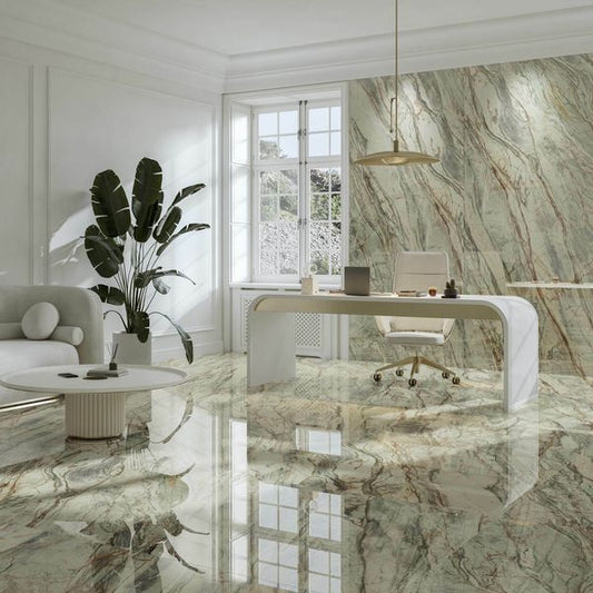 Sample Abstract Rectified Polished Porcelain Green Floor Tiles
