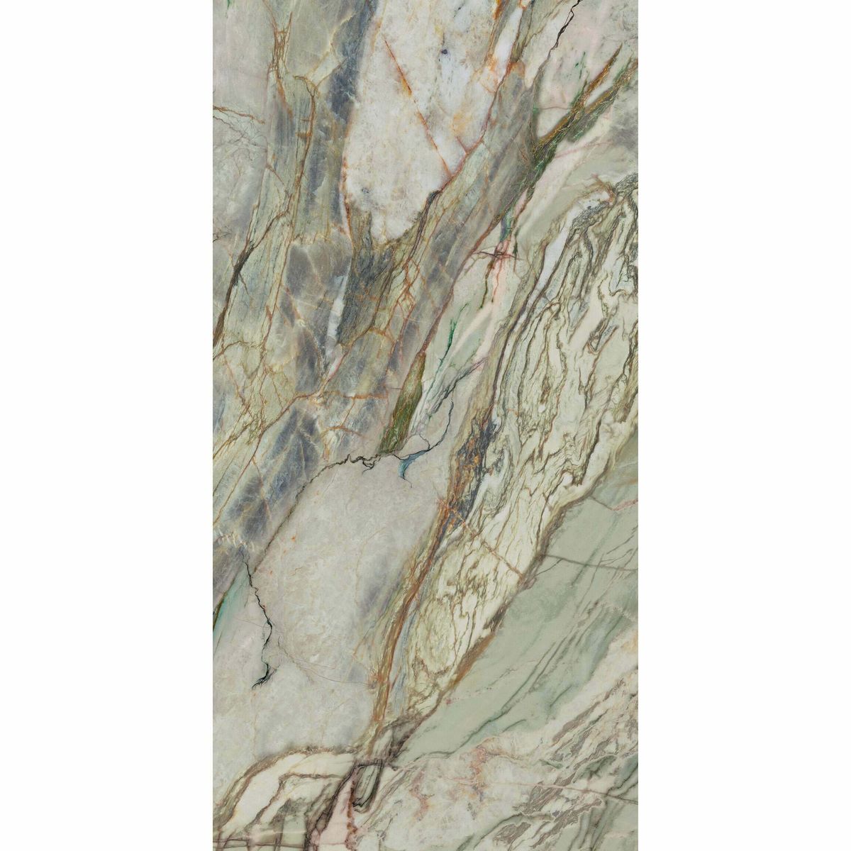 Sample - Abstract Rectified Polished Porcelain Green Floor Tiles
