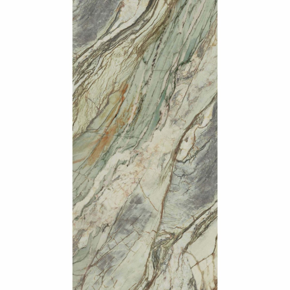 Sample - Abstract Rectified Polished Porcelain Green Floor Tiles