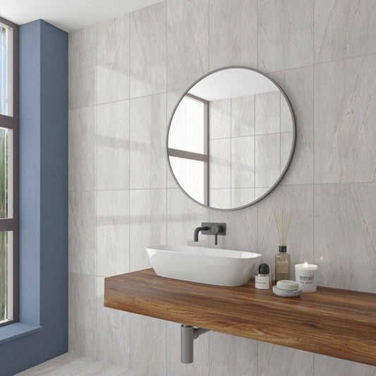 Sample Agora Light Grey Gloss Marble Effect Wall Tile 600x300
