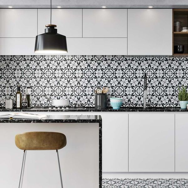 Sample - Carnaby Hexagon Decor Black Tile