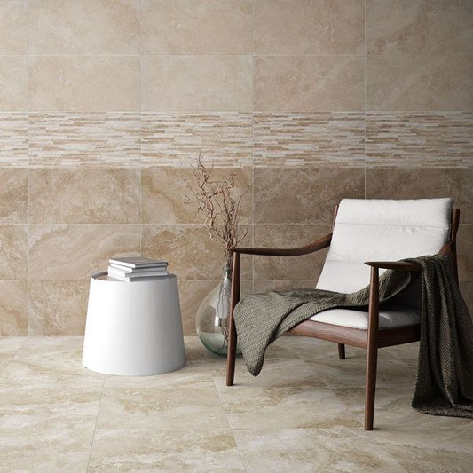 Cipriani Beige Stone Effect 608x608 Tiles