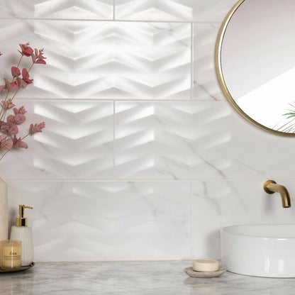 Carrara Sky Axis Marble Effect Tiles