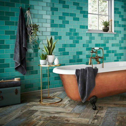 Liso Craquele Verde Azulado Green Metro Tiles 75x150