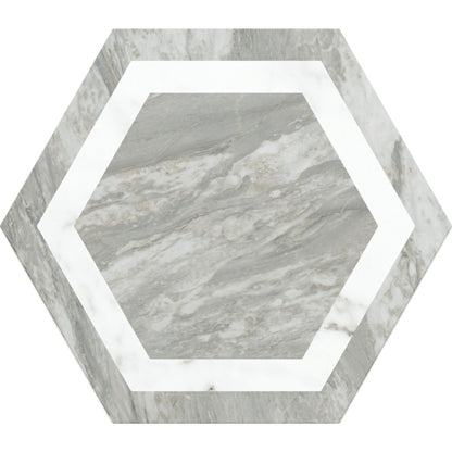 Bardiglio Hex Deco Marble Effect Tile