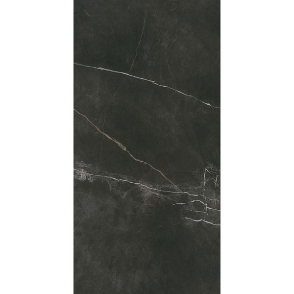 Sample - Quasar Matt Black Marble Effect Tile