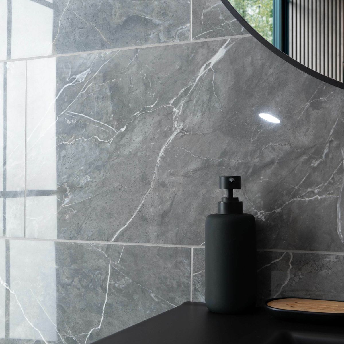 Sample - Belvedere Marengo Marble Effect Tiles 300x600