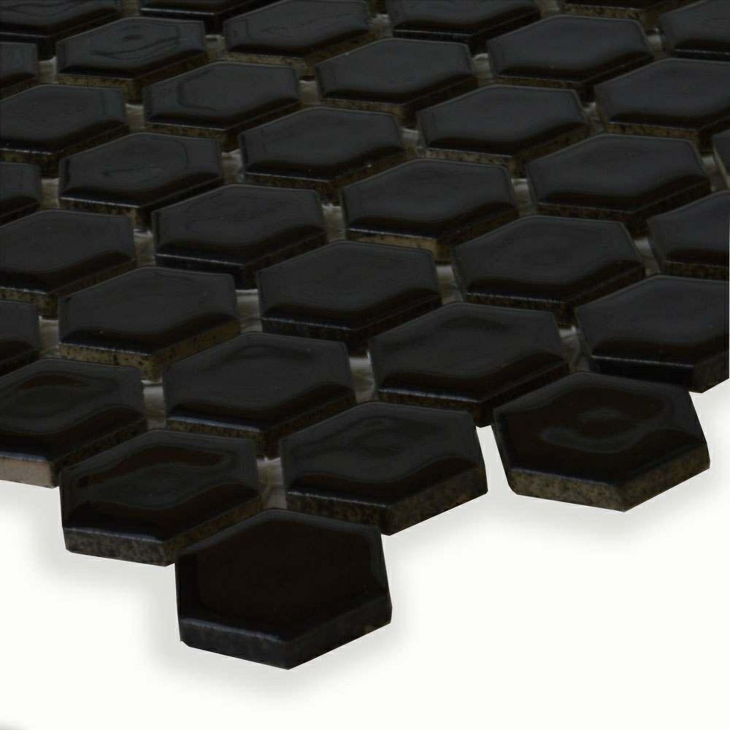 Pixel Black Hexagon Gloss 23x23