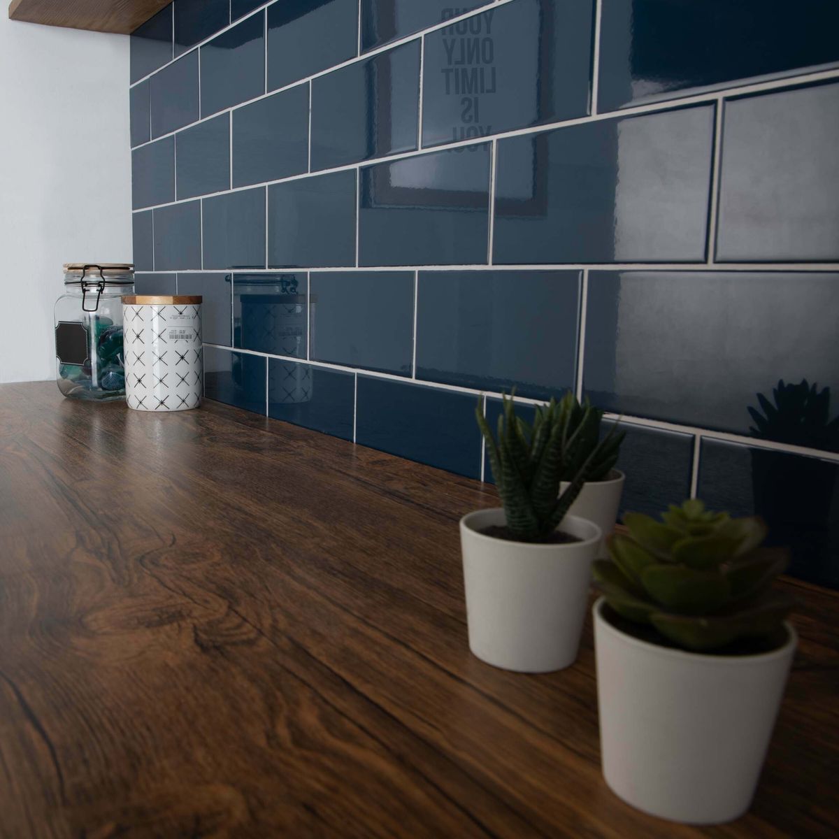 Sample - Liso Marino Blue Gloss Metro Tiles 100x200