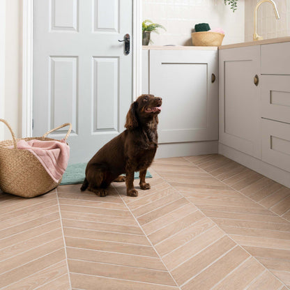 Ancona Chevron Nature Wood Effect Tile