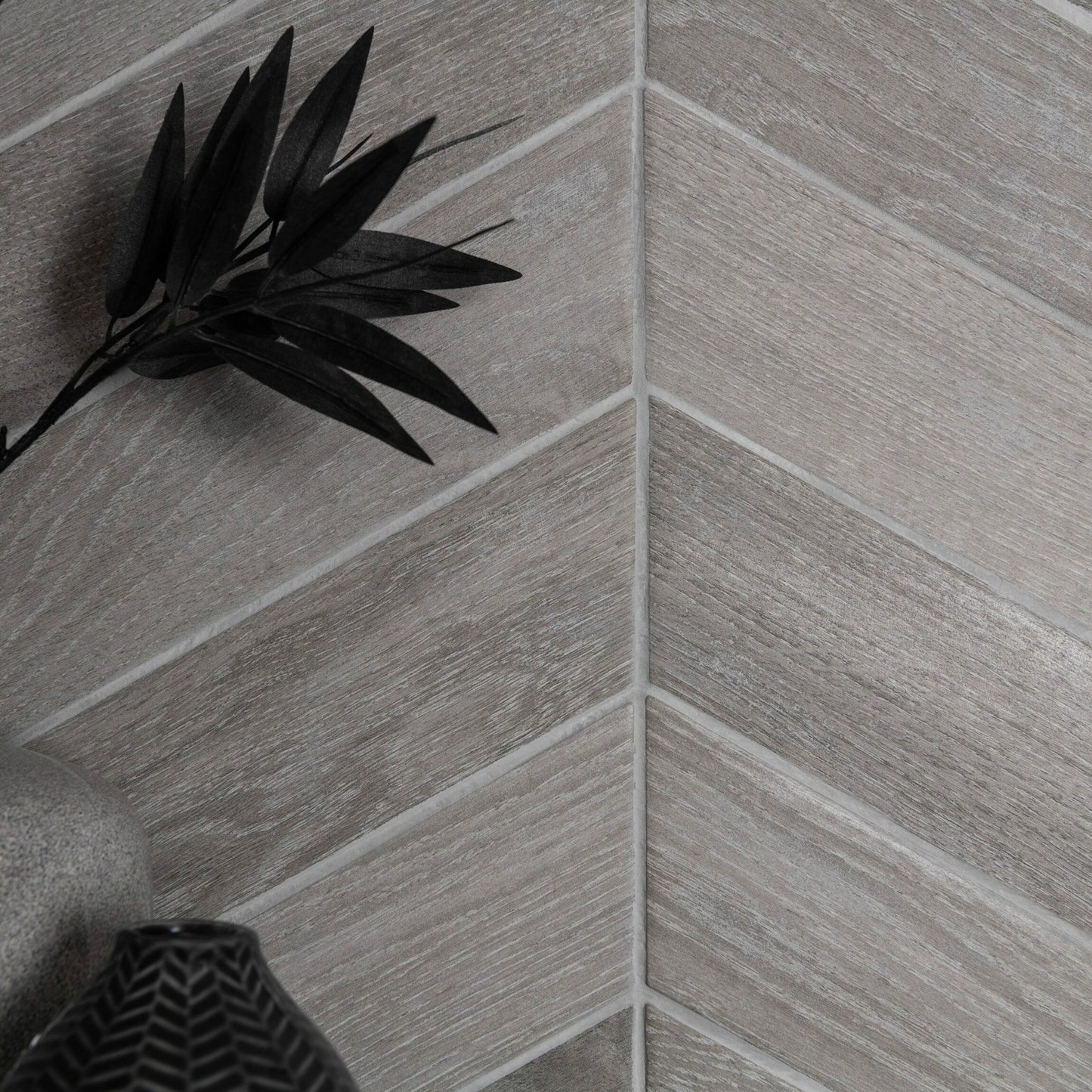 Ancona Chevron Grey Wood Effect Tile