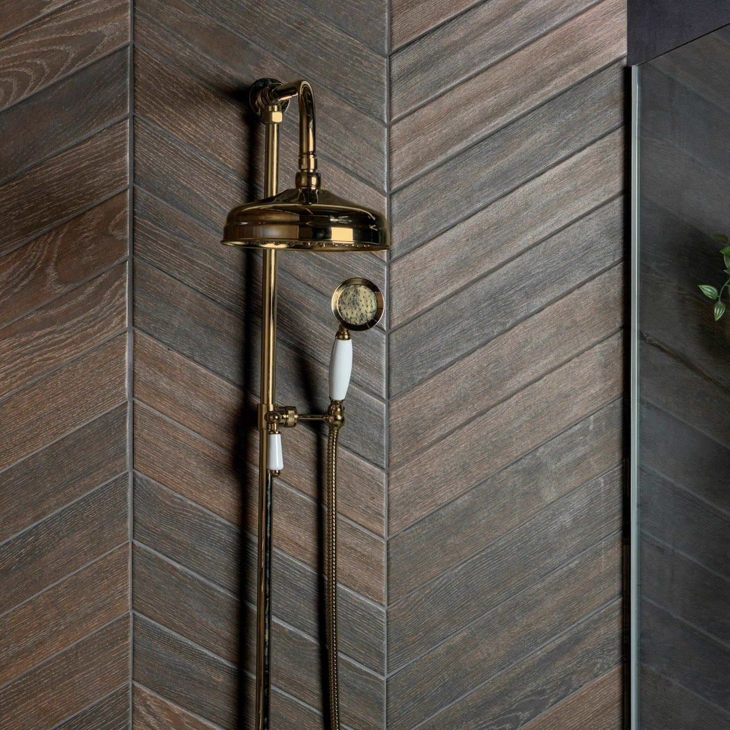 Ancona Chevron Chocolate Wood Effect Tile