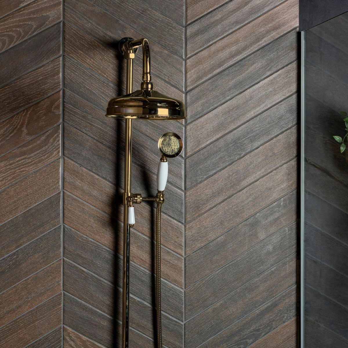 Sample - Ancona Chevron Chocolate Wood Effect Tile