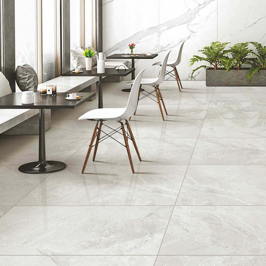 Makrana Breccia Blanco Polished Marble Effect Tile 600x1200