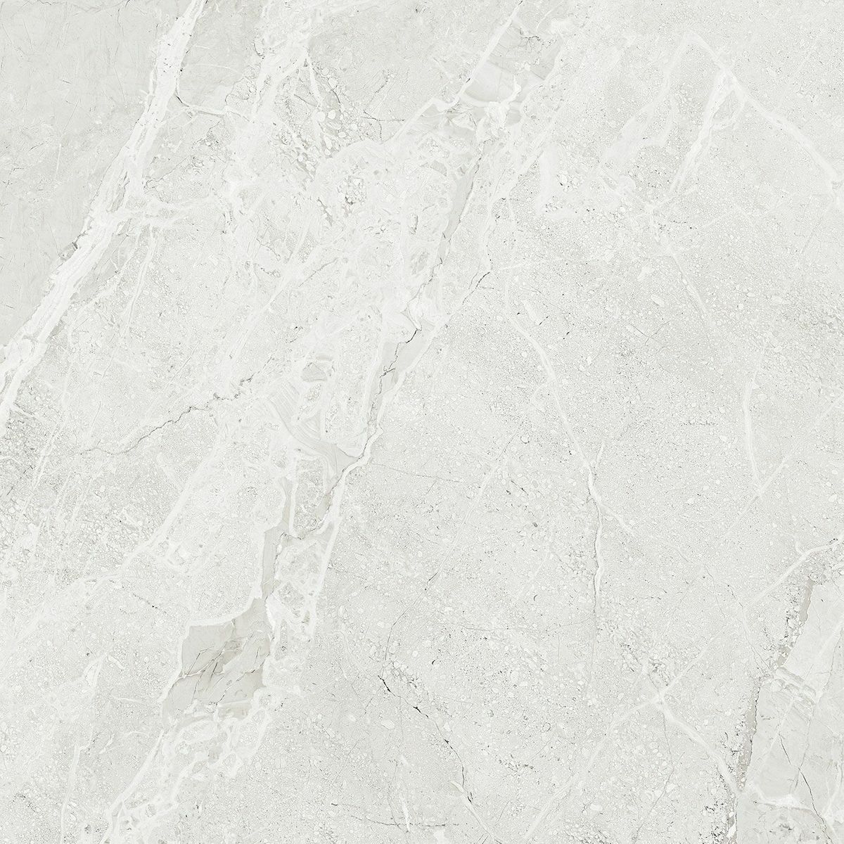 Sample - Makrana Breccia Blanco Polished Marble Effect Tile 600x600