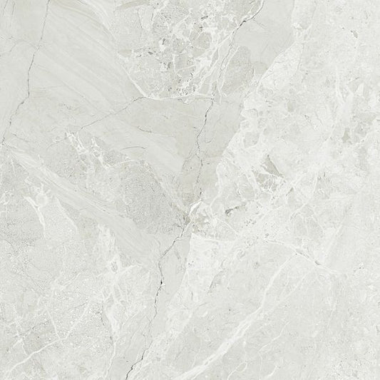 Sample - Makrana Breccia Blanco Polished Marble Effect Tile 600x600