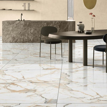 Sample - Makrana California Polished Marble Effect Tile 600x1200