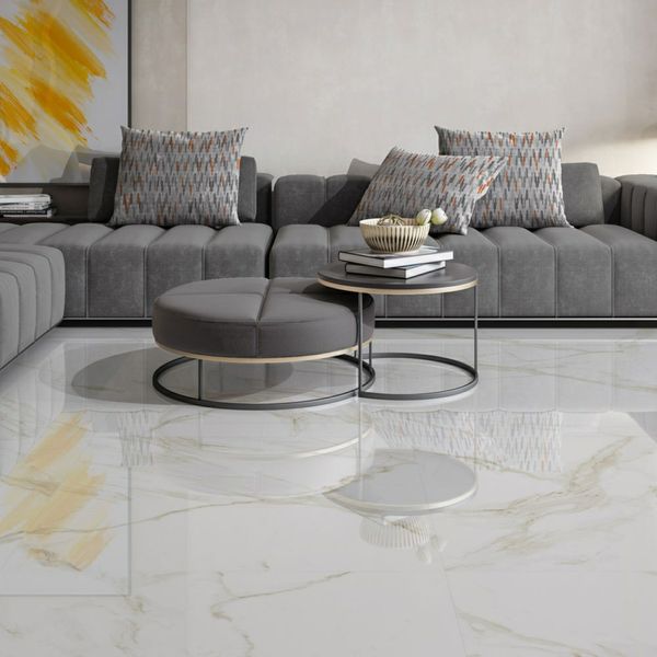 Sample - Palatina Gold Gloss 60x60 Marble Effect Tiles