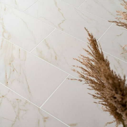 Sample - Palatina Gold Matt 30x60 Marble Effect Tiles