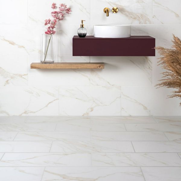 Sample - Palatina Gold Matt 30x60 Marble Effect Tiles