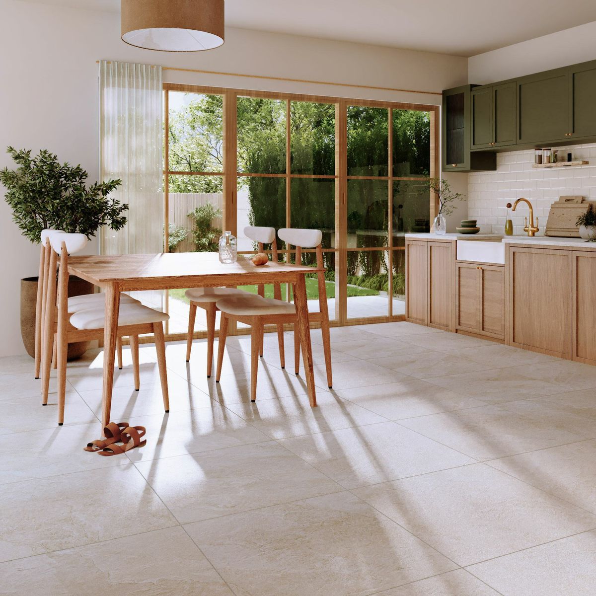 Sample - Carmo Stone Ivory Matt Tiles 600x600