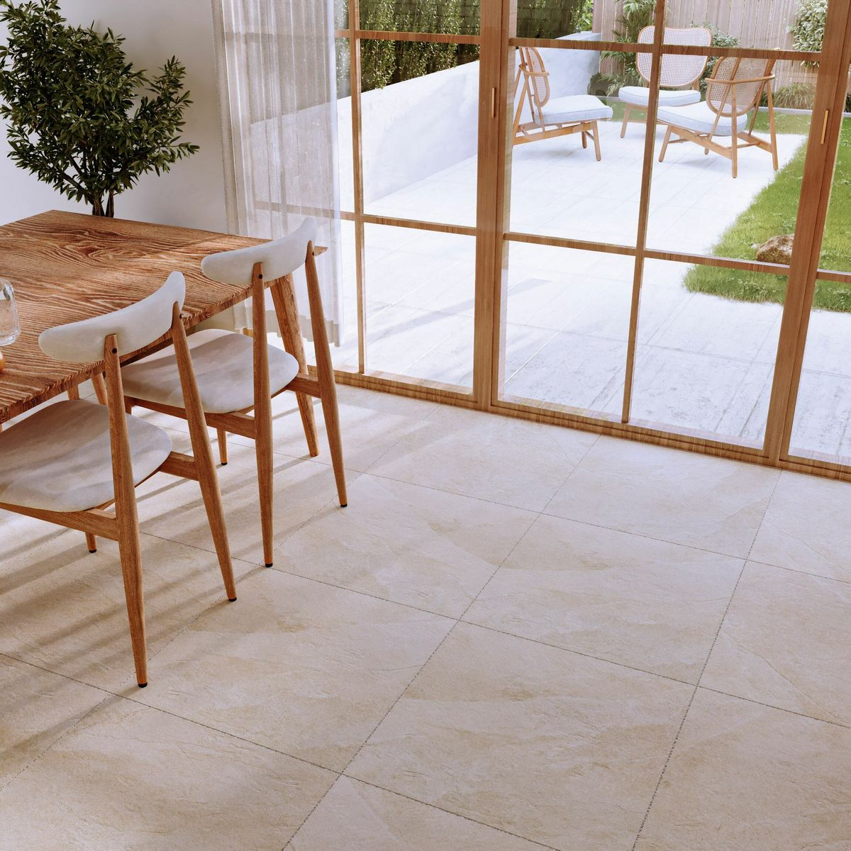 Sample - Carmo Stone Ivory Matt Tiles 600x600