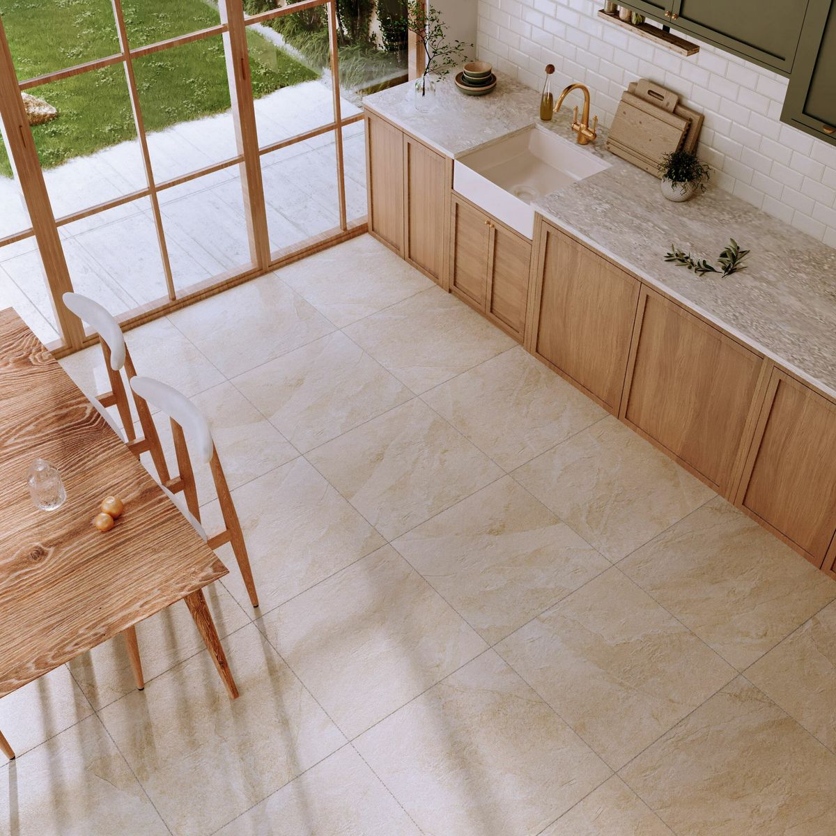 Sample - Carmo Stone Ivory Matt Tiles 600x600