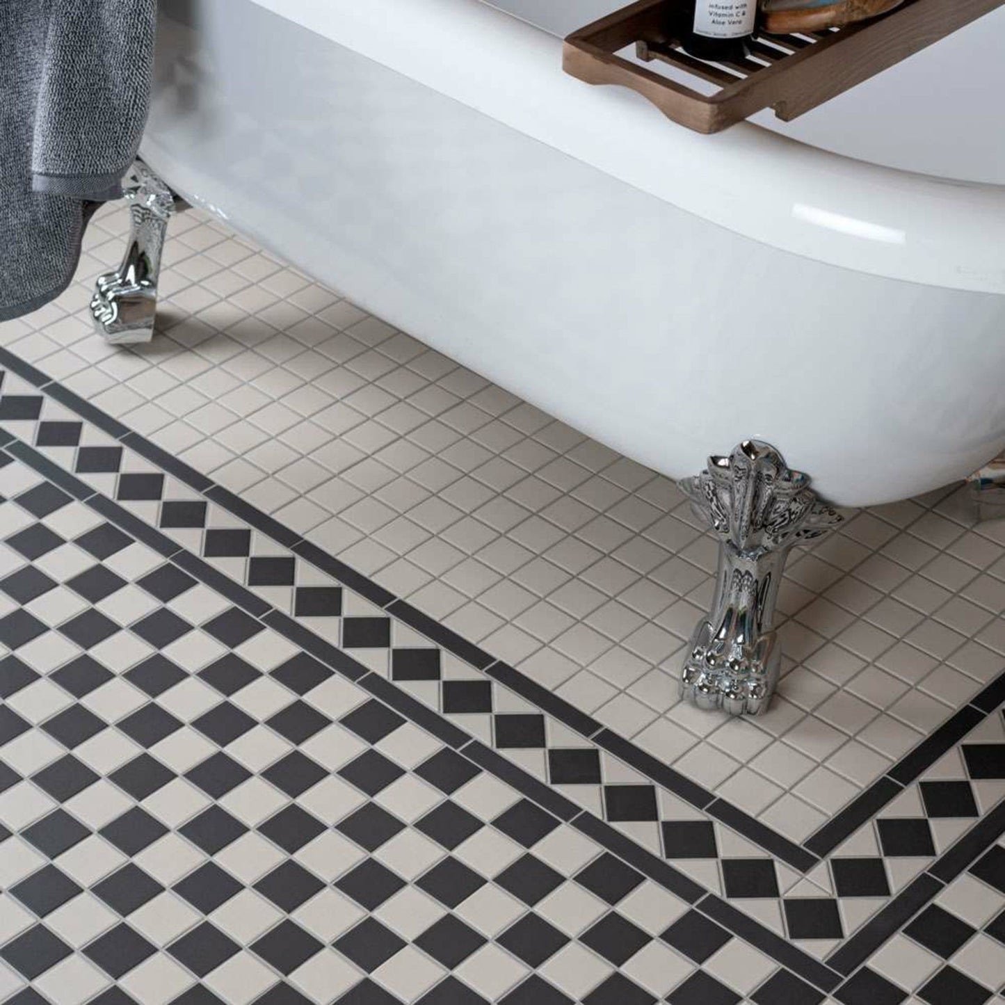 Victorian White & Black Chequer Mosaic