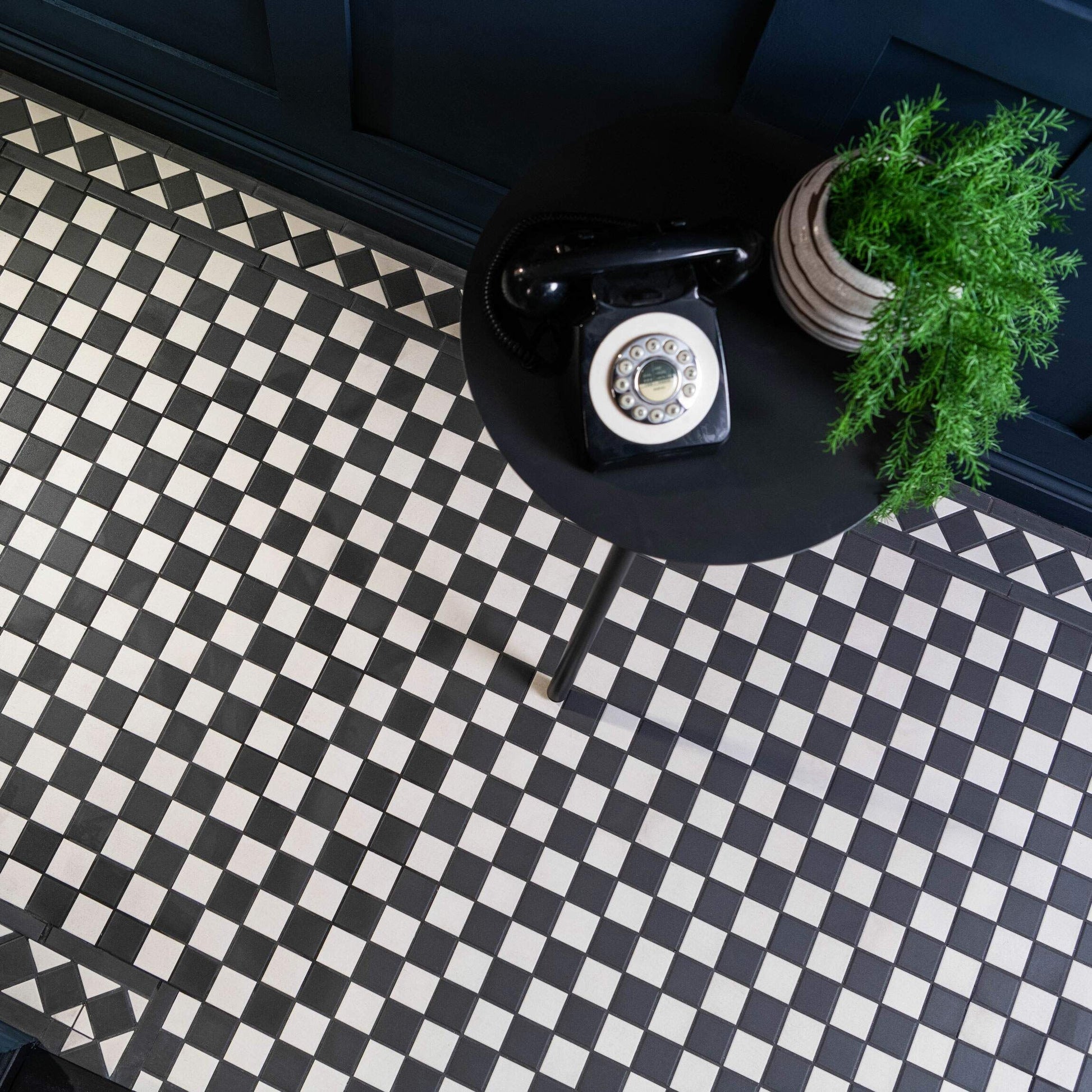 Victorian White & Black Chequer Mosaic