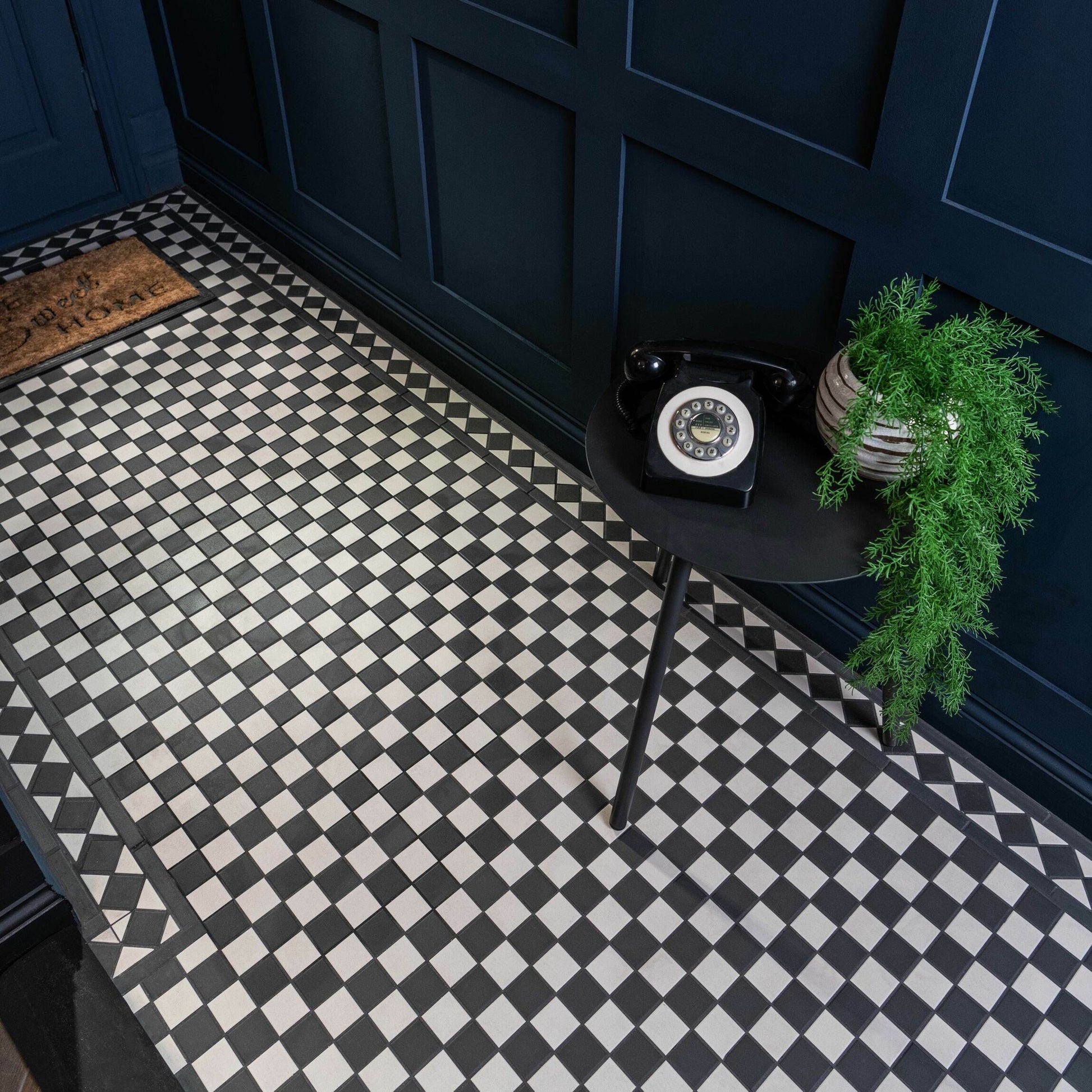 Victorian White & Black Chequer Mosaic