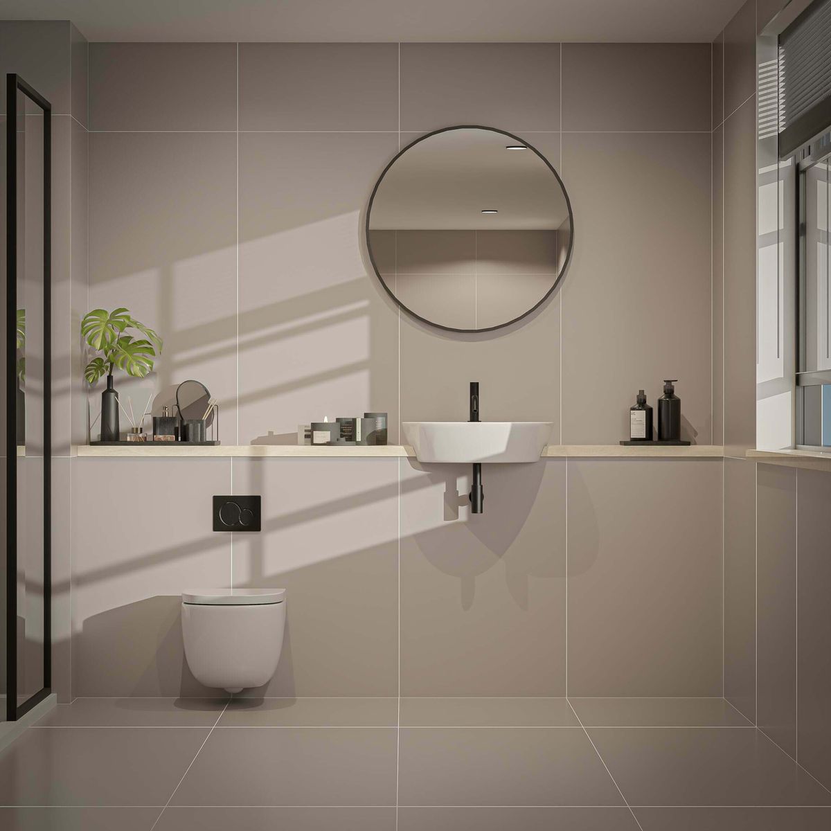 Sample - Cielo Beige Matt Plain Tiles 1198x598