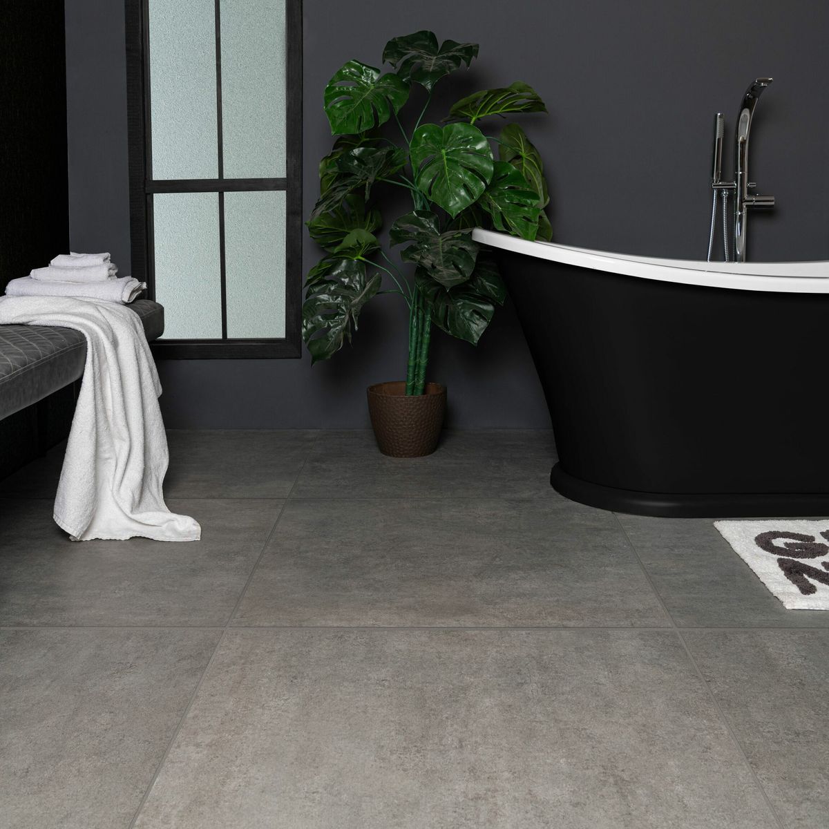 Sample - Clay Stone Effect Dark Stone Effect Grey Floor Tiles