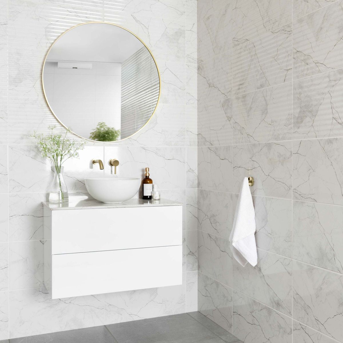 Sample - Riva White Gloss Marble Effect Wall Tile 600x300