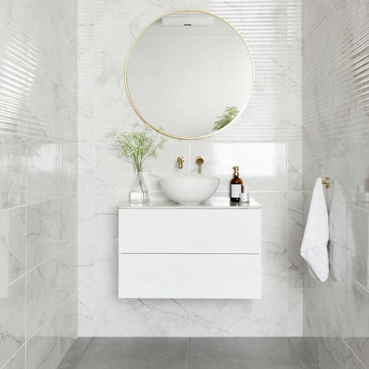 Sample Riva White Gloss Marble Effect Wall Tile 600x300