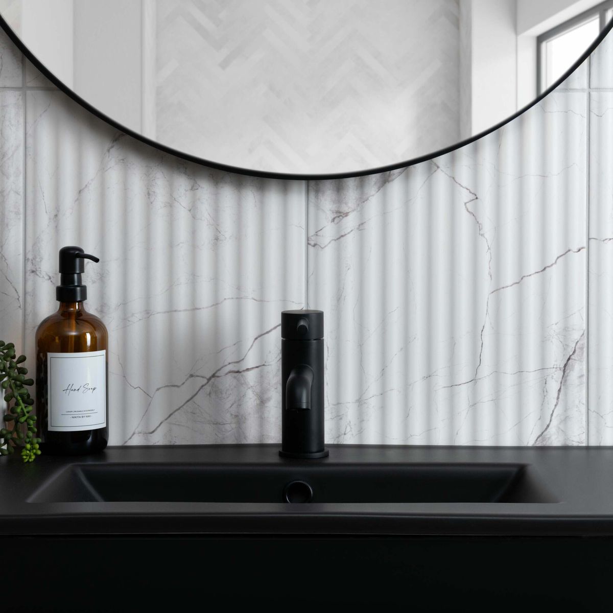 Sample - Riva White Matt Marble Effect Decor Wall Tile 600x300