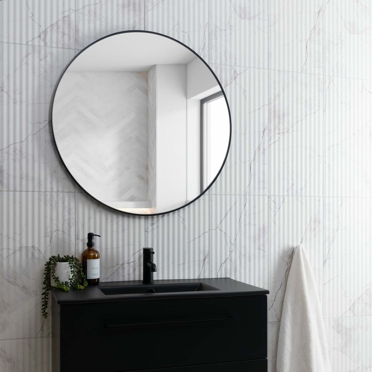 Sample - Riva White Matt Marble Effect Decor Wall Tile 600x300