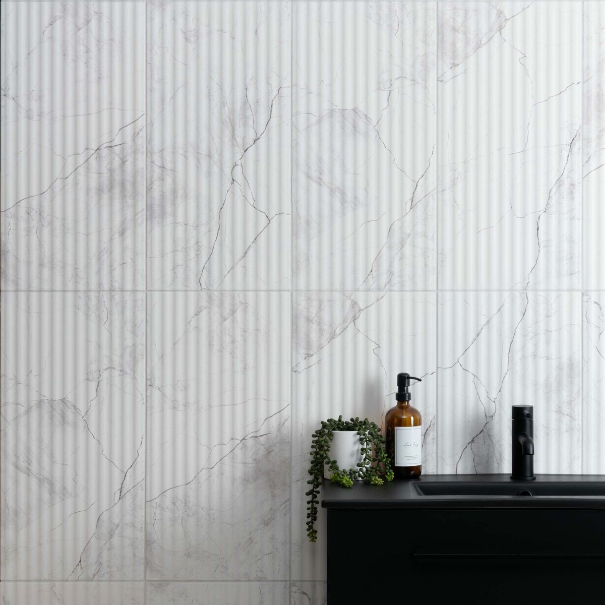 Riva White Matt Marble Effect Decor Wall Tile 600x300