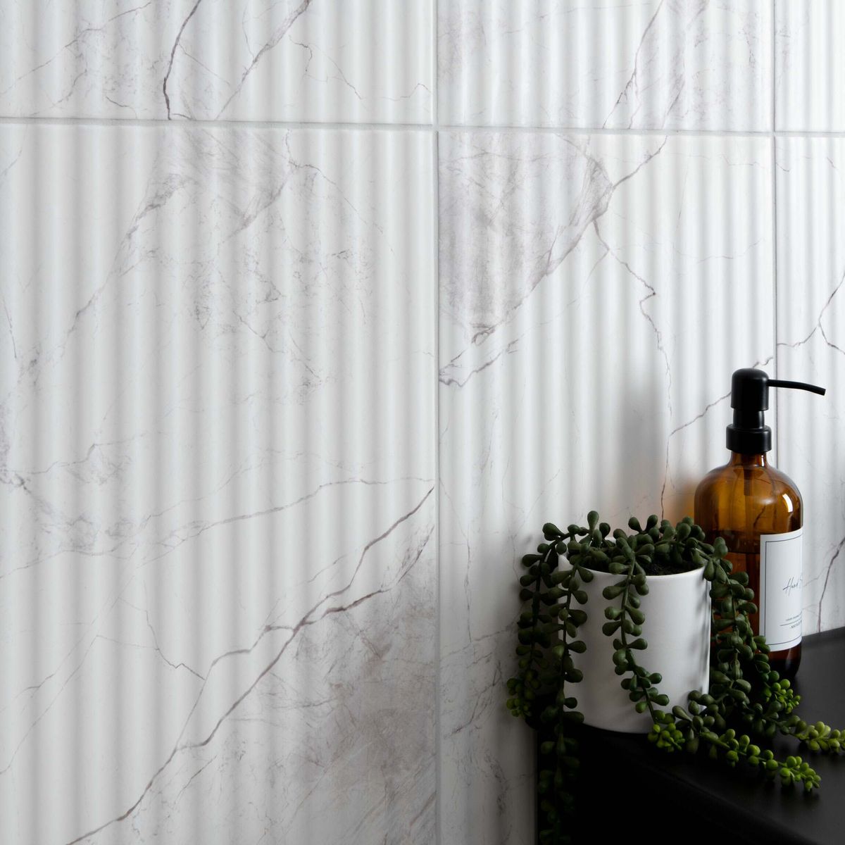 Riva White Matt Marble Effect Decor Wall Tile 600x300