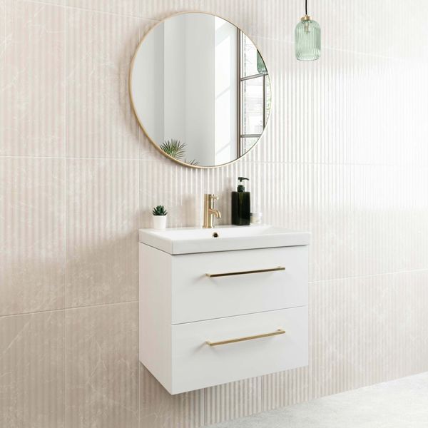 Sample Imperial Warm White Gloss marble Effect Decor Wall Tile 600x300