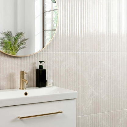 Sample Imperial Warm White Gloss marble Effect Decor Wall Tile 600x300