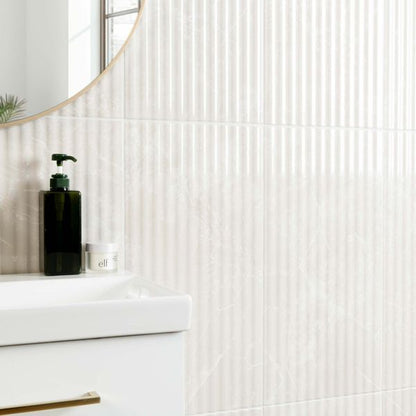Sample Imperial Warm White Gloss marble Effect Decor Wall Tile 600x300
