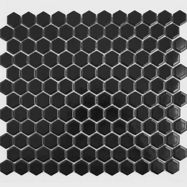 Sample - Pixel Black Hexagon Matt 23x23