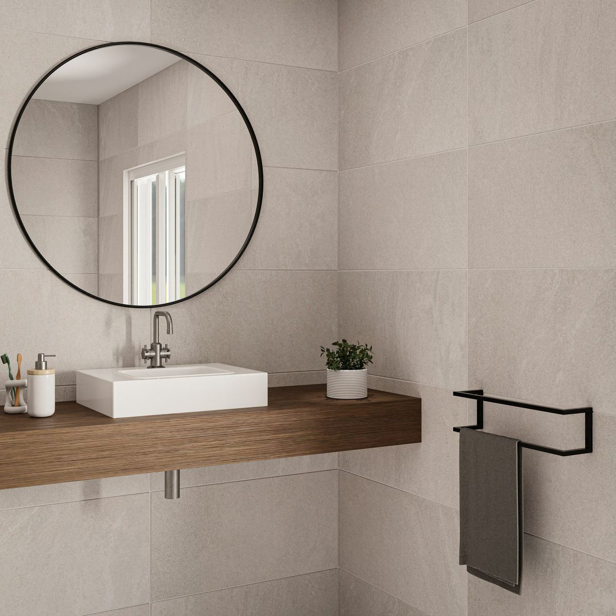 Sample - Etna Bone Light Grey Stone Effect Wall and Floor Tile