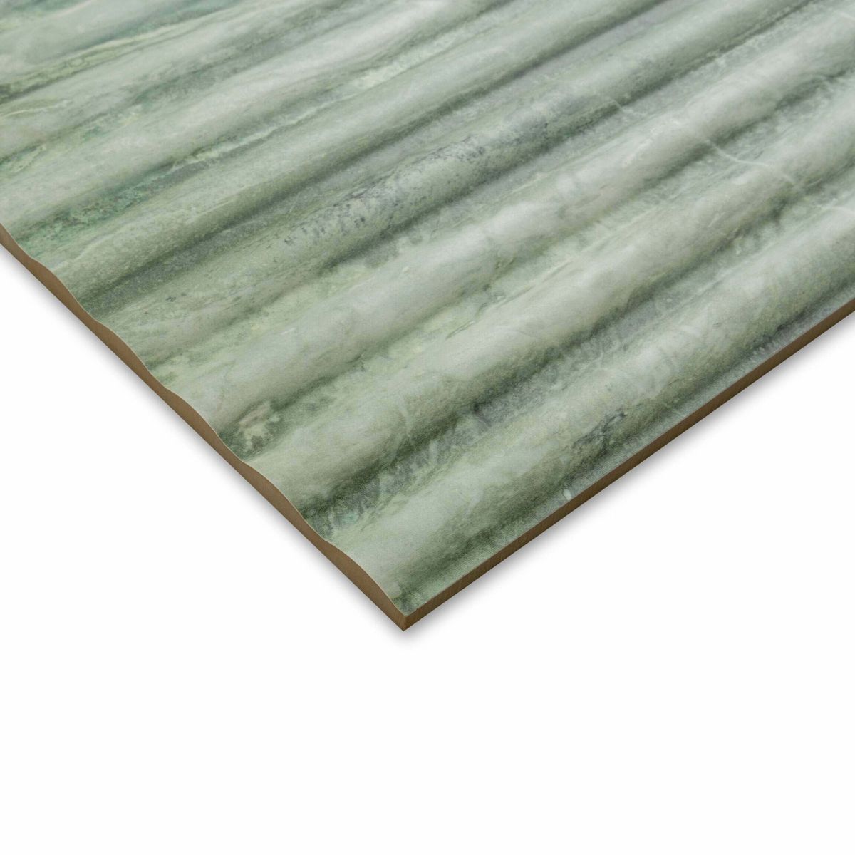 Sample - Fluted Travertino Jungle Green Decor Wall Tiles