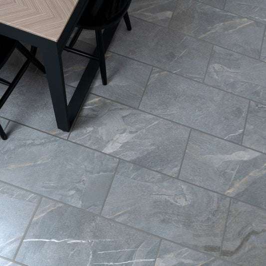 Sample Granby Grey Matt Stone Effect Wall And Floor Rectified Tiles