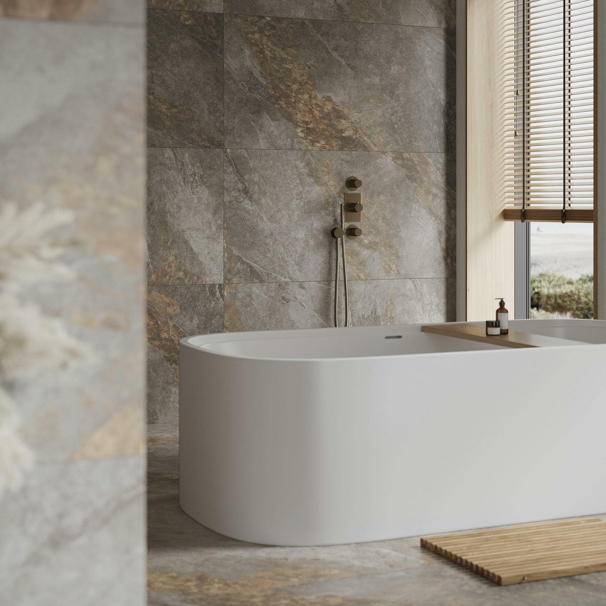 Sample - Auric Light Grey Marble Effect Wall and Floor Tiles 1197x597