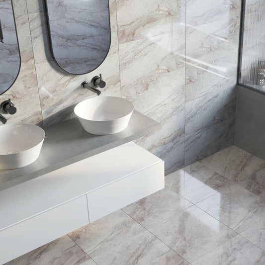 Helena Anthracite Marble Effect Tile 300x600