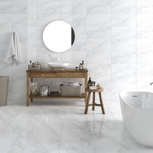 Helena Grey Marble Effect Tile 450x450