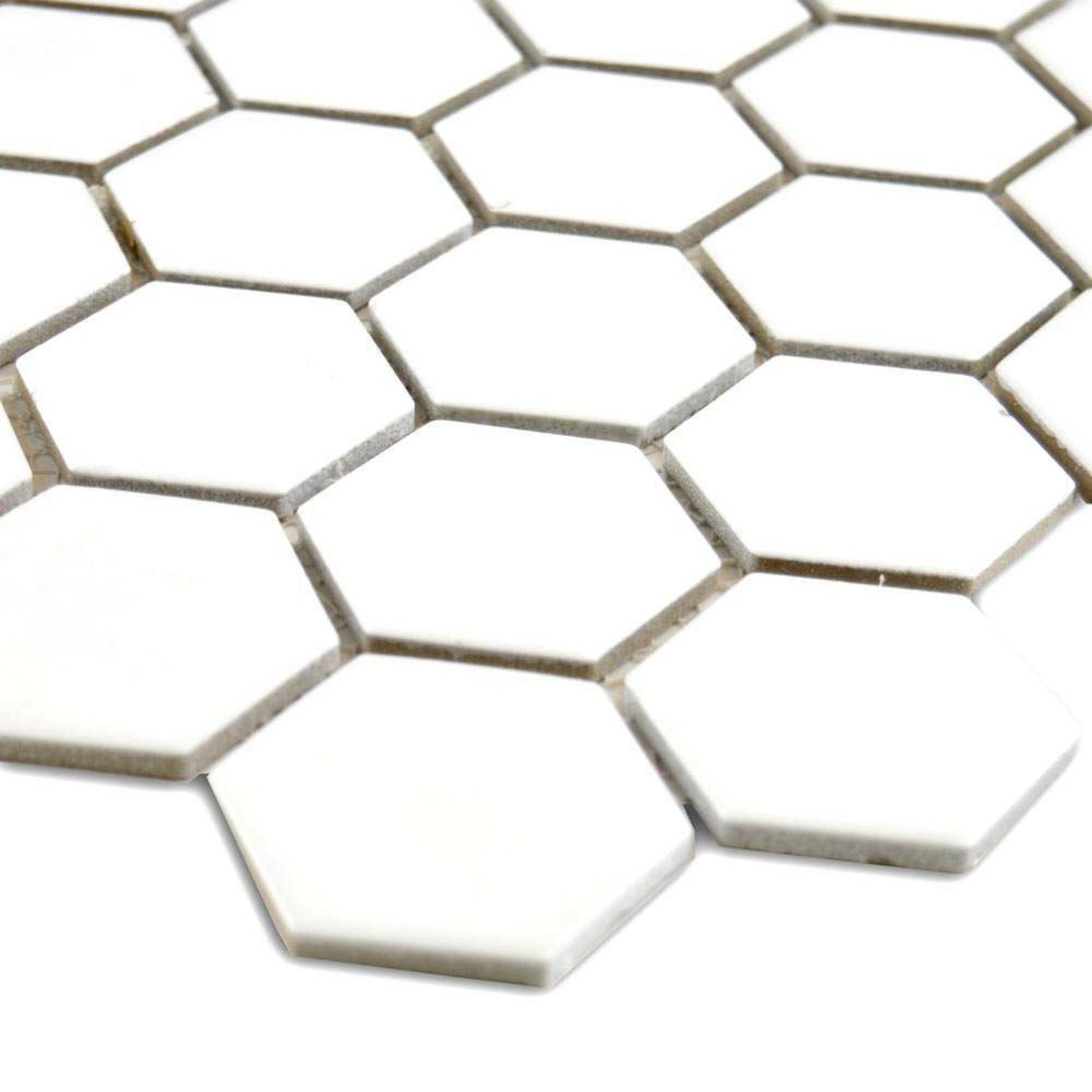 Pixel White Hexagon Matt 50x50