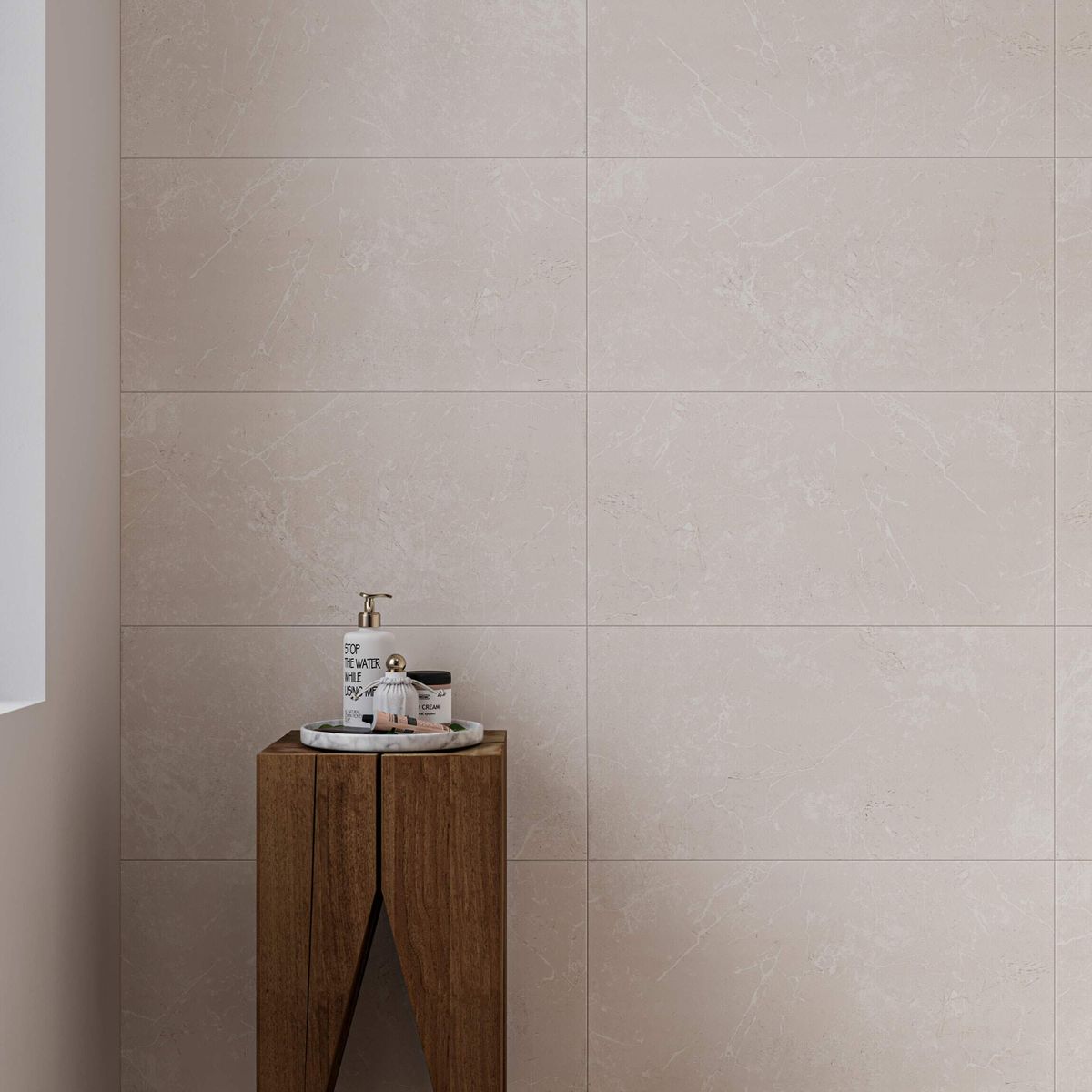 Sample - Imperial Warm White Matt Marble Effect Wall Tile 600x300